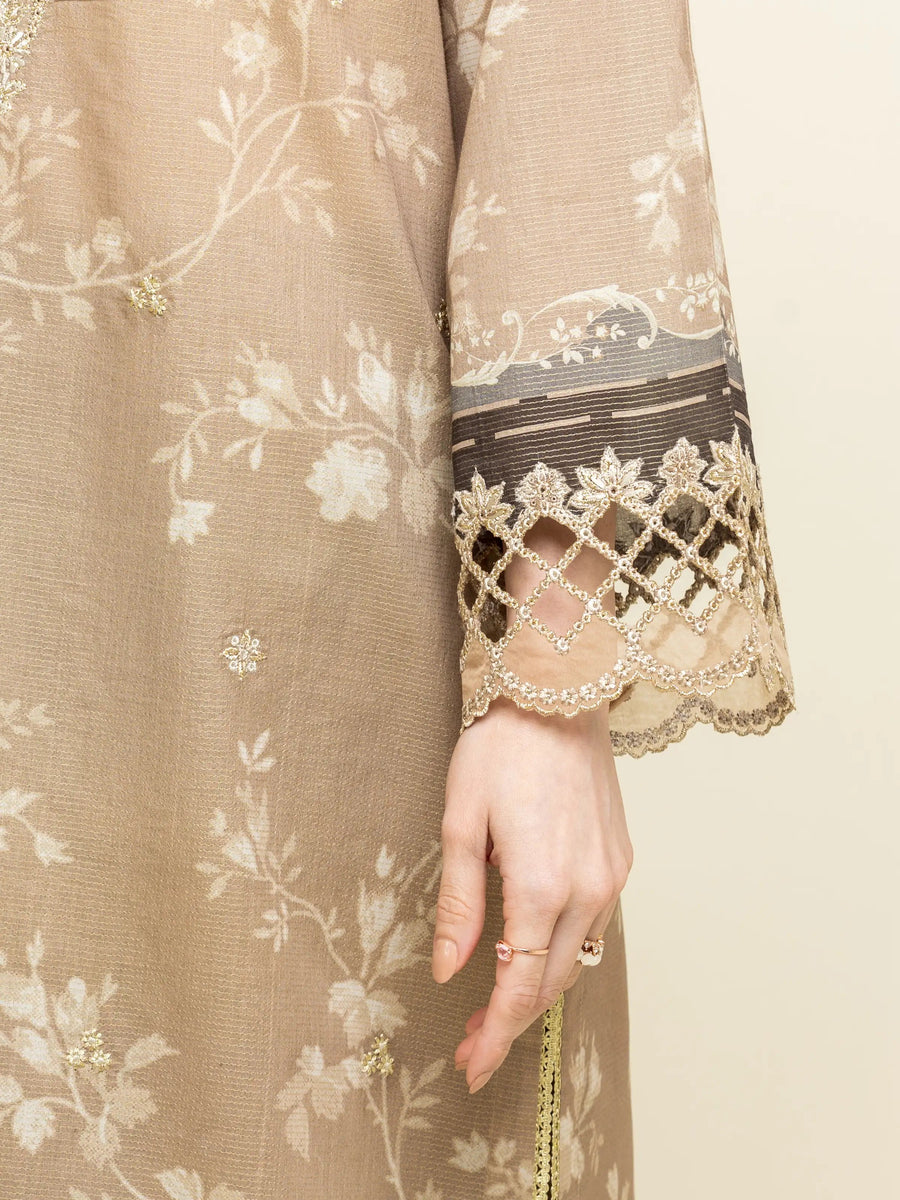 edenrobe Premium Festive Unstitched Zari Lawn 3Pc Suit EWU5V1-31202