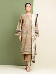 edenrobe Premium Festive Unstitched Zari Lawn 3Pc Suit EWU5V1-31202