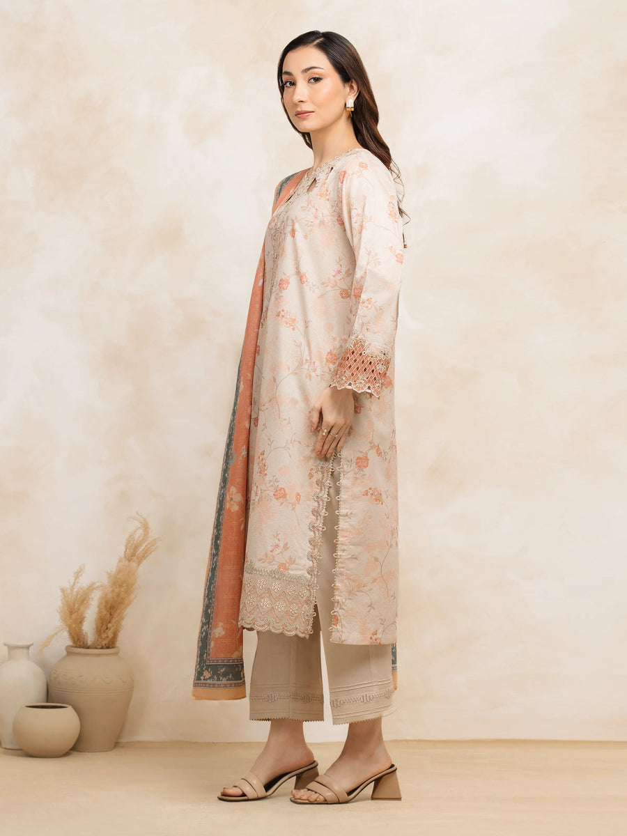 edenrobe Premium Embroidered Lawn Unstitched 3Pc Suit EWU5V1-31203