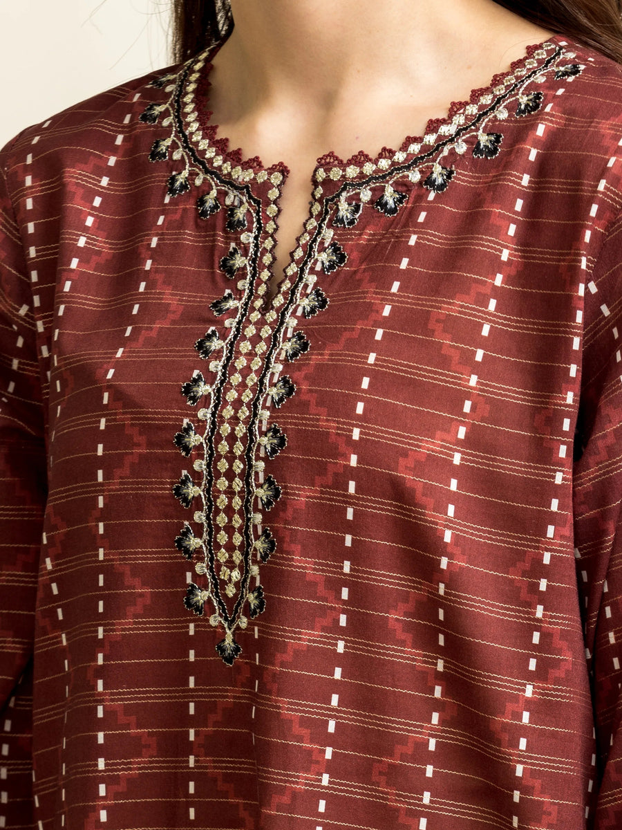 edenrobe Premium Embroidered Lawn Unstitched 3Pc Suit EWU5V1-31204