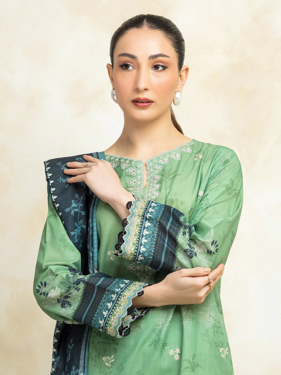 edenrobe Premium Festive Unstitched Zari Lawn 3Pc Suit EWU5V1-31205