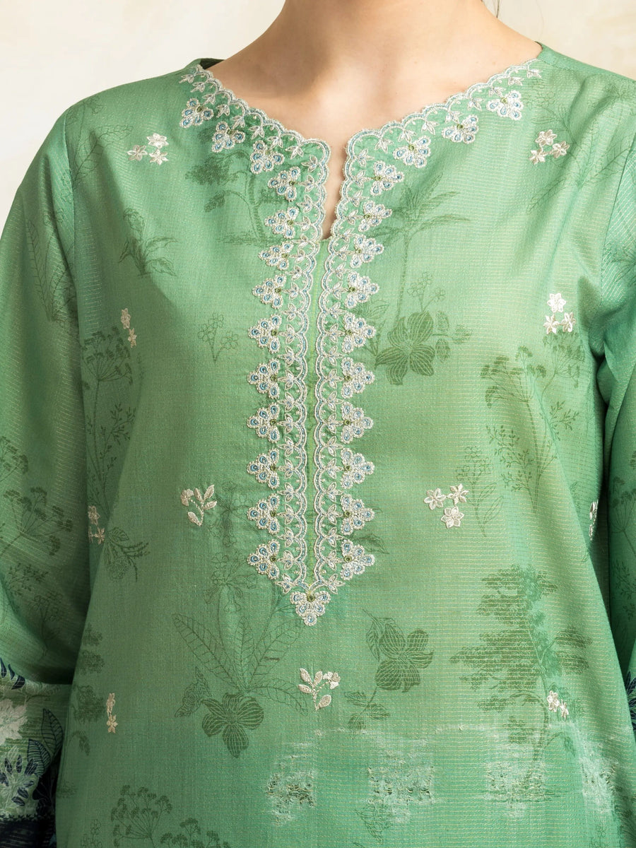edenrobe Premium Festive Unstitched Zari Lawn 3Pc Suit EWU5V1-31205