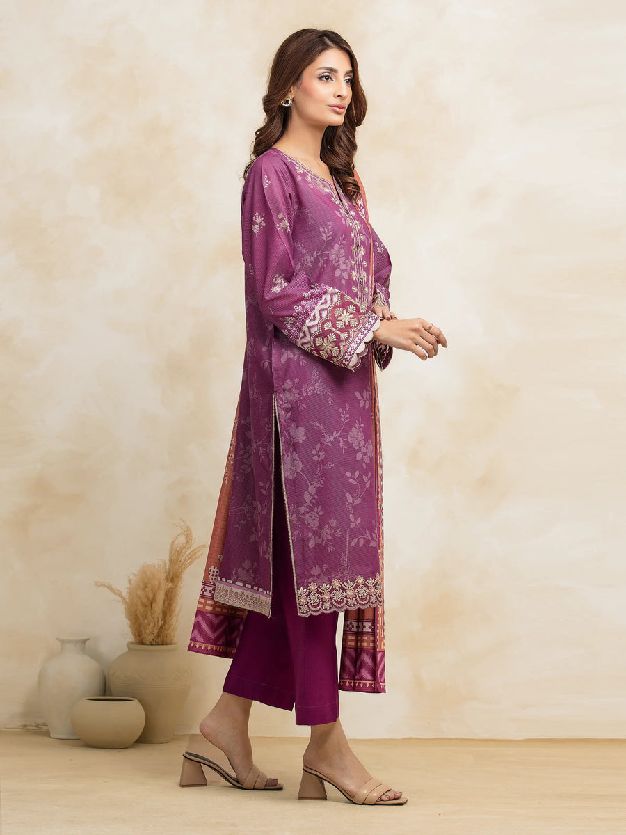 edenrobe Premium Embroidered Lawn Unstitched 3Pc Suit EWU5V1-31207