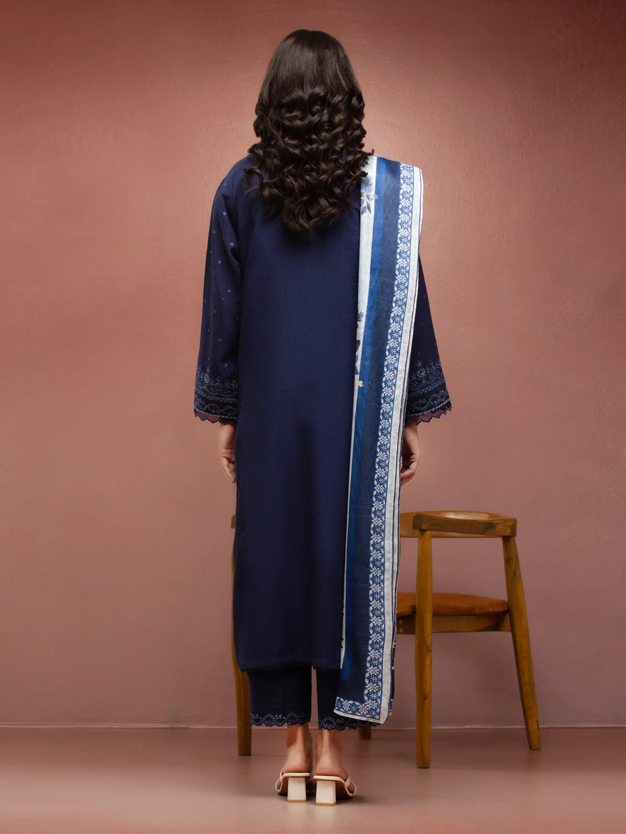 edenrobe Premium Festive Unstitched Slub Lawn 3Pc Suit EWU5V1-31222