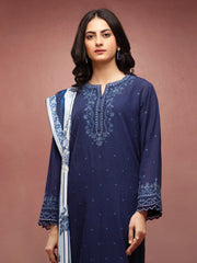 edenrobe Premium Festive Unstitched Slub Lawn 3Pc Suit EWU5V1-31222
