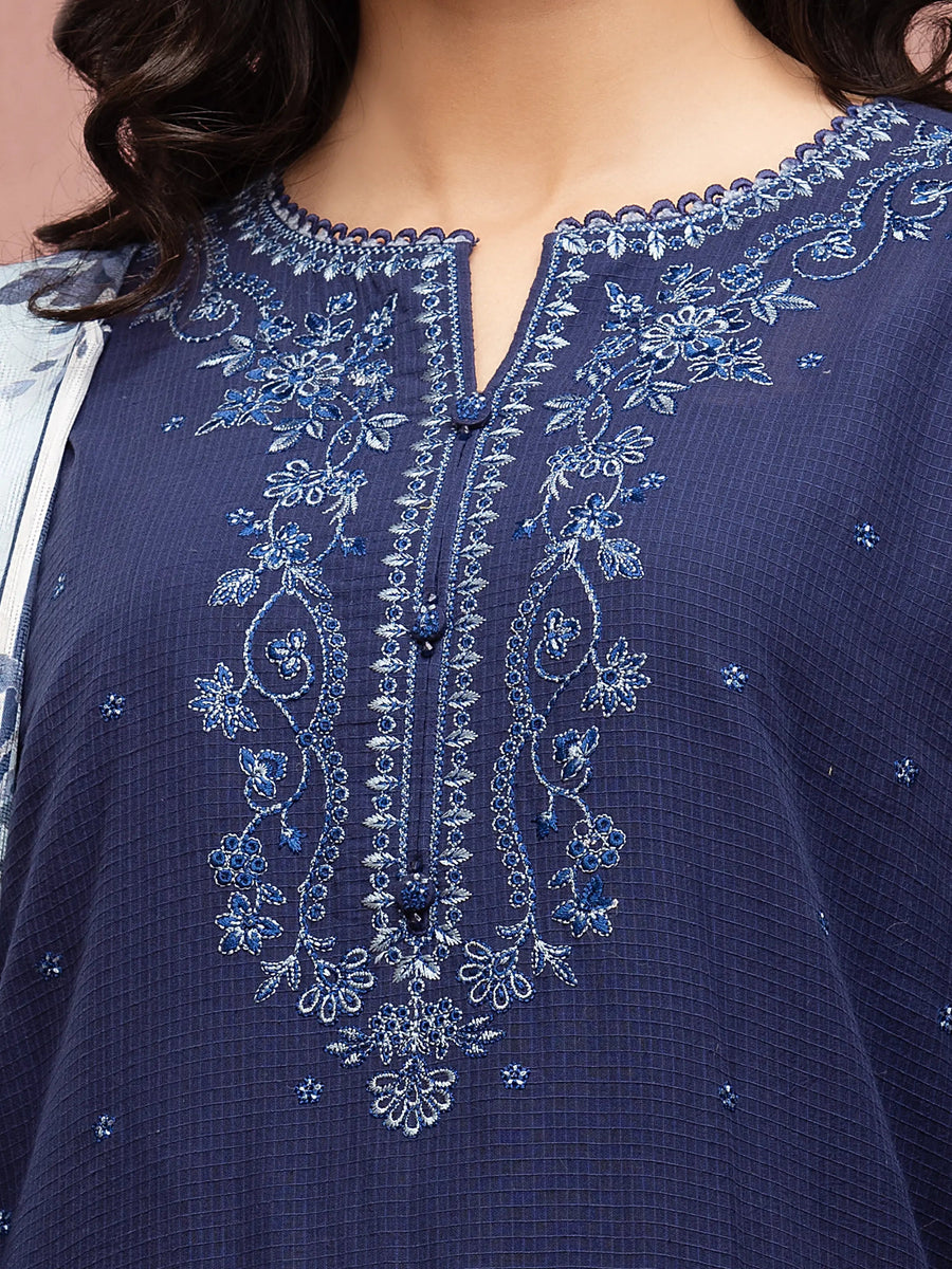 edenrobe Premium Festive Unstitched Slub Lawn 3Pc Suit EWU5V1-31222