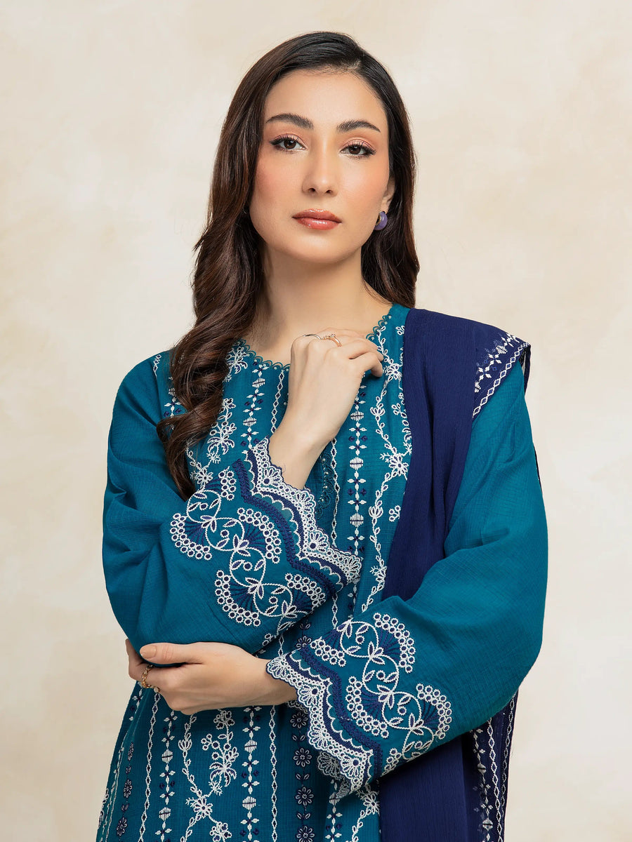 edenrobe Premium Embroidered Lawn Unstitched 3Pc Suit EWU5V1-31223