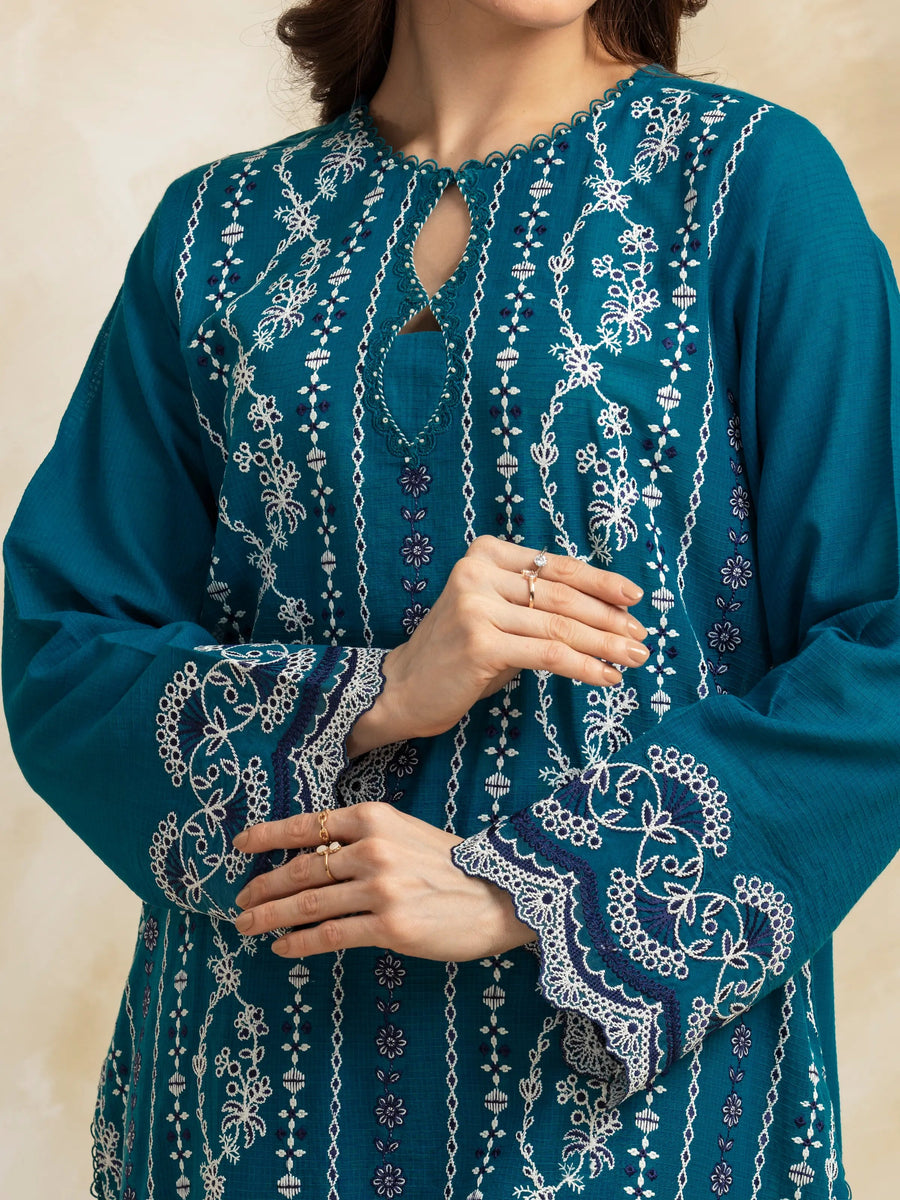 edenrobe Premium Embroidered Lawn Unstitched 3Pc Suit EWU5V1-31223