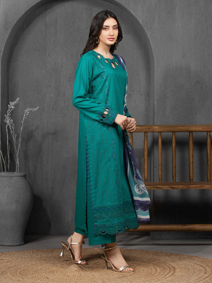 edenrobe Premium Festive Unstitched Slub Lawn 3Pc Suit EWU5V1-31224