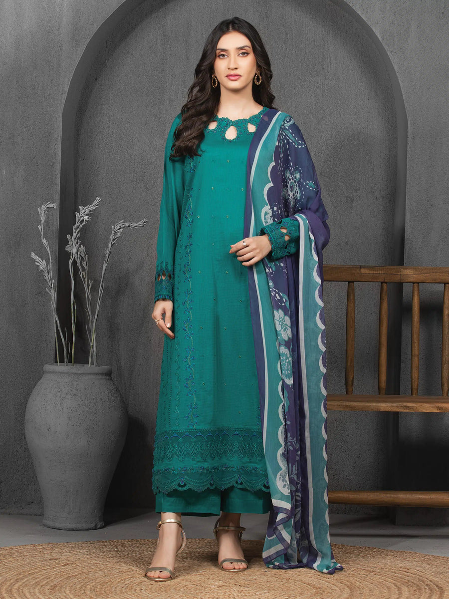 edenrobe Premium Festive Unstitched Slub Lawn 3Pc Suit EWU5V1-31224