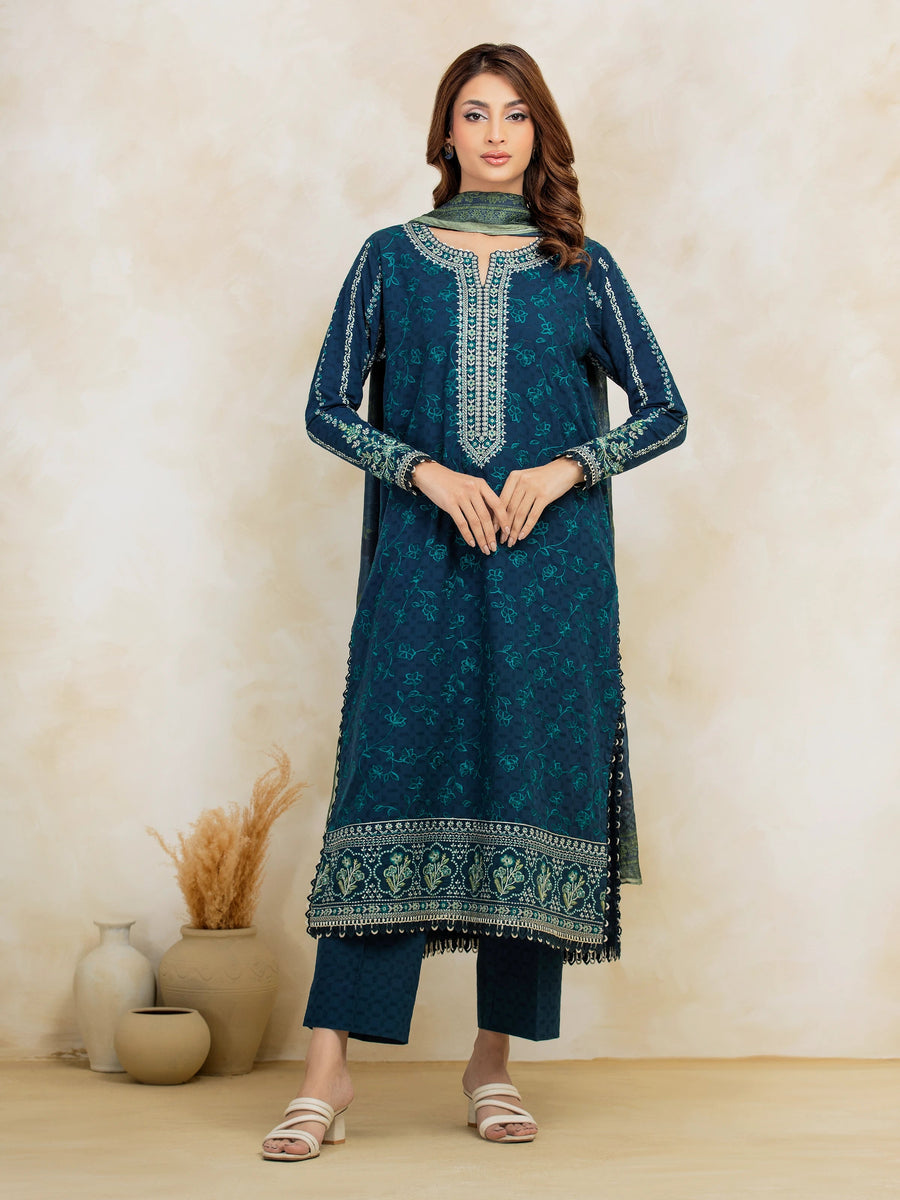 edenrobe Premium Festive Unstitched Slub Lawn 3Pc Suit EWU5V1-31226
