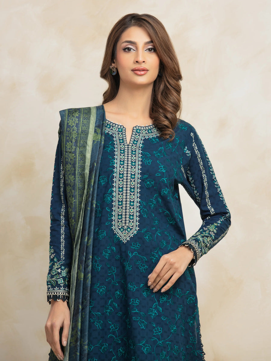 edenrobe Premium Festive Unstitched Slub Lawn 3Pc Suit EWU5V1-31226