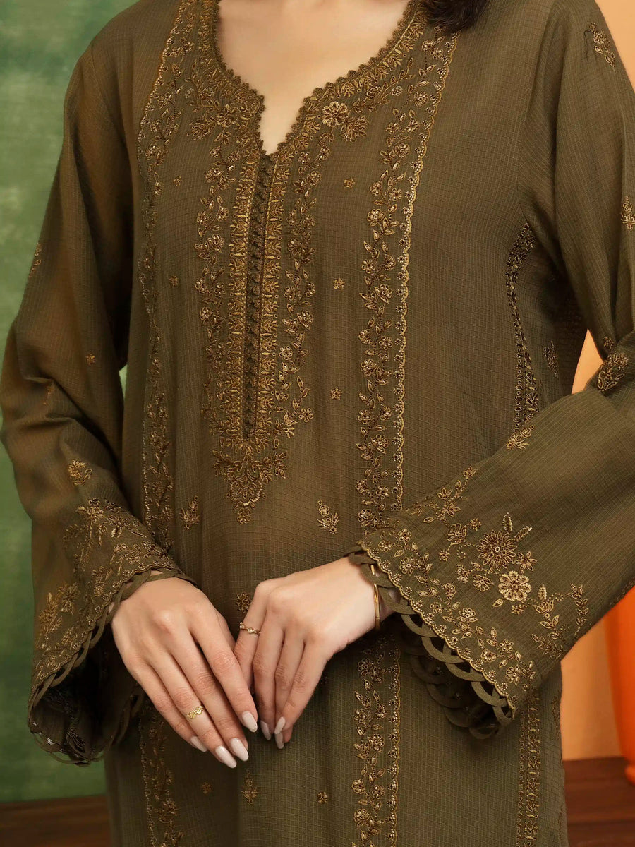 edenrobe Premium Festive Unstitched Slub Lawn 3Pc Suit EWU5V1-31228