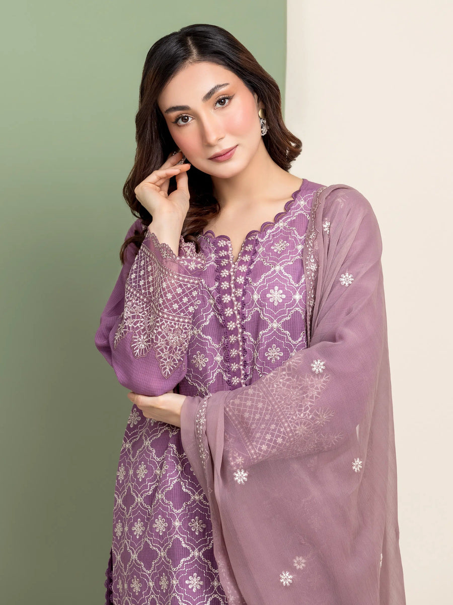 edenrobe Premium Festive Unstitched Slub Lawn 3Pc Suit EWU5V1-31234