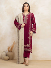 edenrobe Premium Festive Unstitched Slub Lawn 3Pc Suit EWU5V1-31235