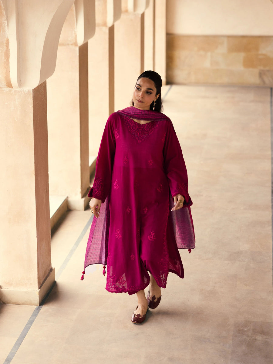 edenrobe Premium Festive Unstitched Slub Lawn 3Pc Suit EWU5V1-31237