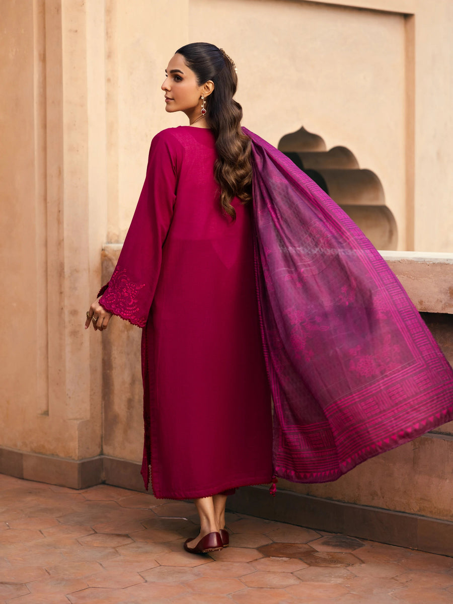 edenrobe Premium Festive Unstitched Slub Lawn 3Pc Suit EWU5V1-31237