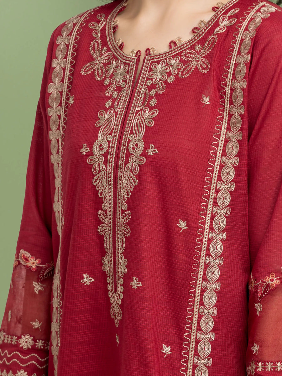 edenrobe Premium Festive Unstitched Slub Lawn 3Pc Suit EWU5V1-31239