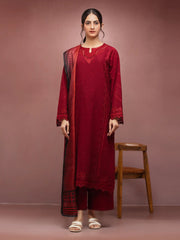 edenrobe Premium Festive Unstitched Slub Lawn 3Pc Suit EWU5V1-31240