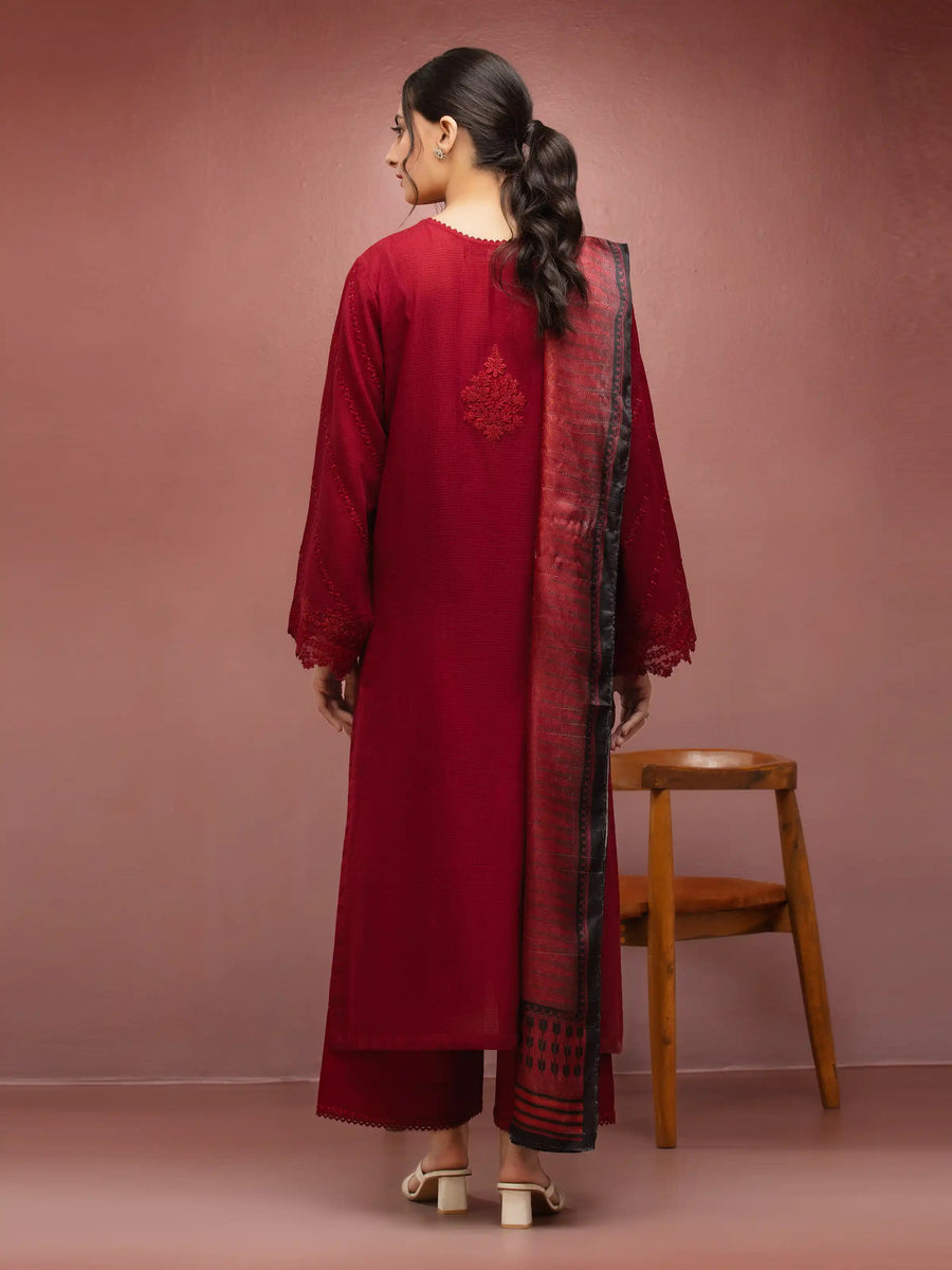 edenrobe Premium Festive Unstitched Slub Lawn 3Pc Suit EWU5V1-31240