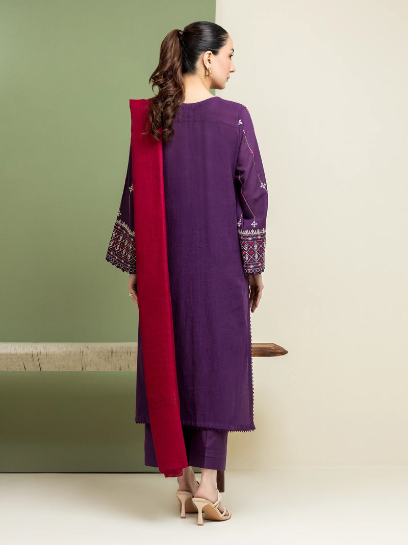 edenrobe Premium Festive Unstitched Slub Lawn 3Pc Suit EWU5V1-31241