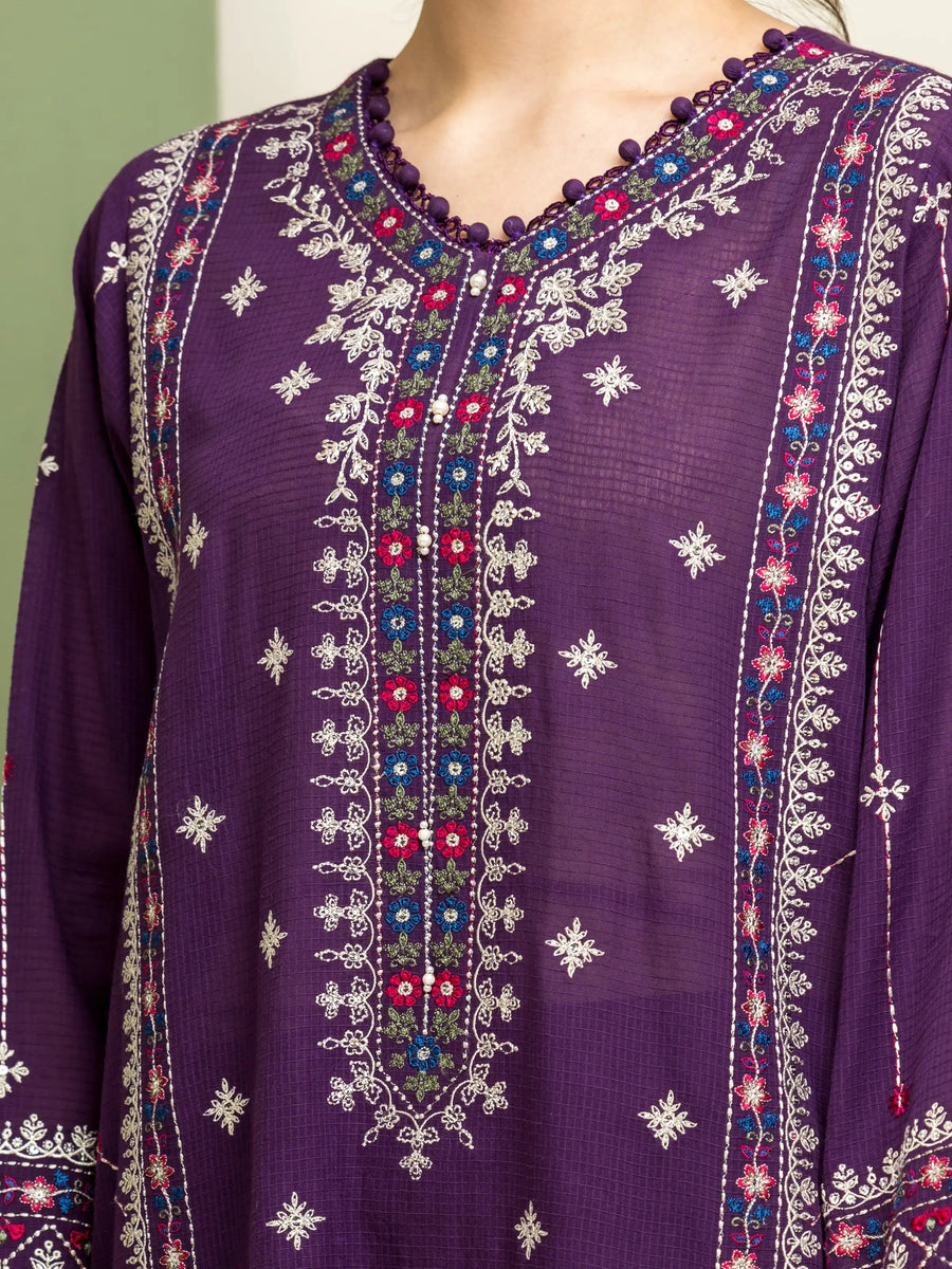edenrobe Premium Festive Unstitched Slub Lawn 3Pc Suit EWU5V1-31241