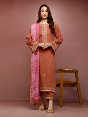 edenrobe Premium Festive Unstitched Slub Lawn 3Pc Suit EWU5V1-31243