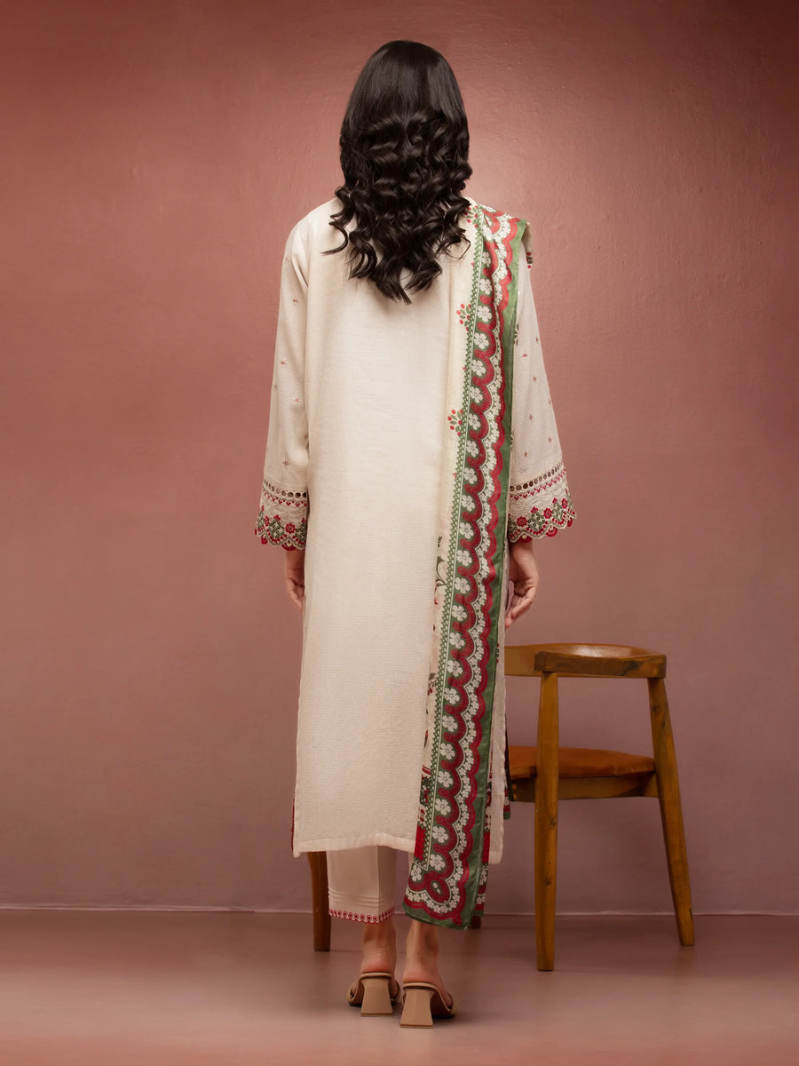 edenrobe Premium Festive Unstitched Slub Lawn 3Pc Suit EWU5V1-31247