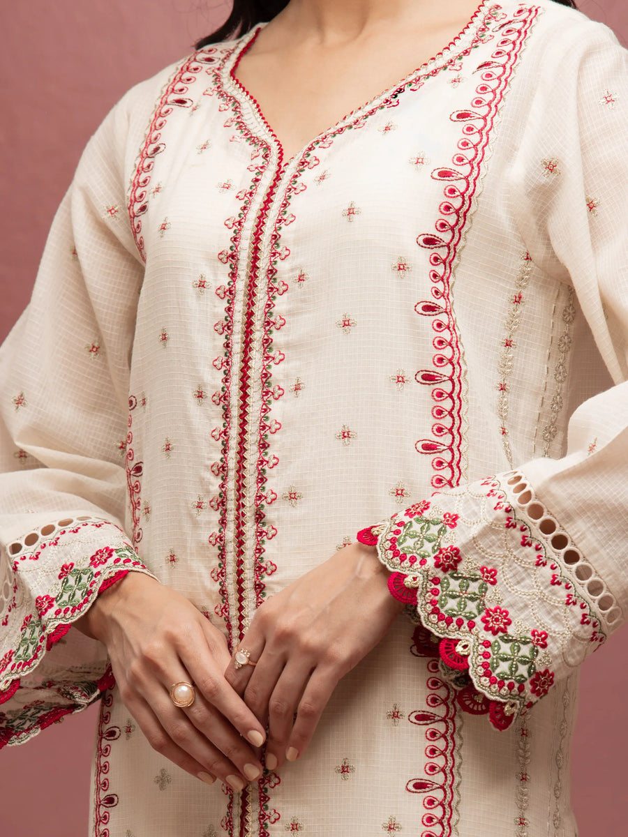 edenrobe Premium Festive Unstitched Slub Lawn 3Pc Suit EWU5V1-31247