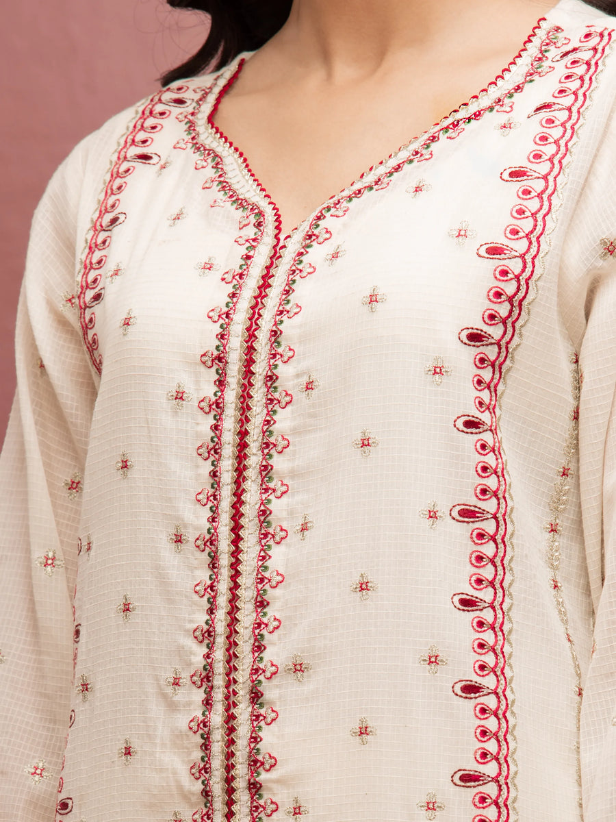 edenrobe Premium Festive Unstitched Slub Lawn 3Pc Suit EWU5V1-31247
