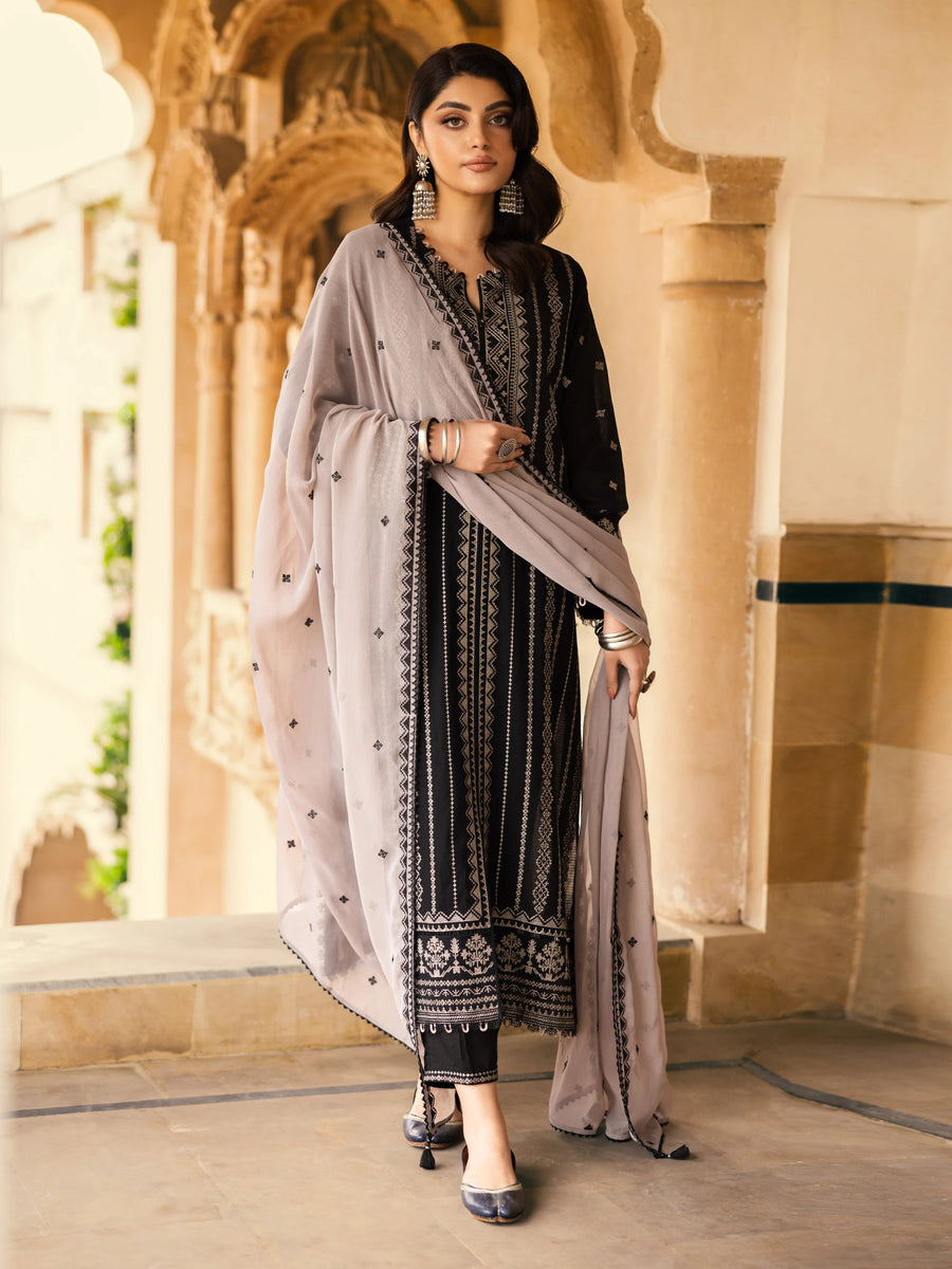 edenrobe Premium Festive Unstitched Slub Lawn 3Pc Suit EWU5V1-31248