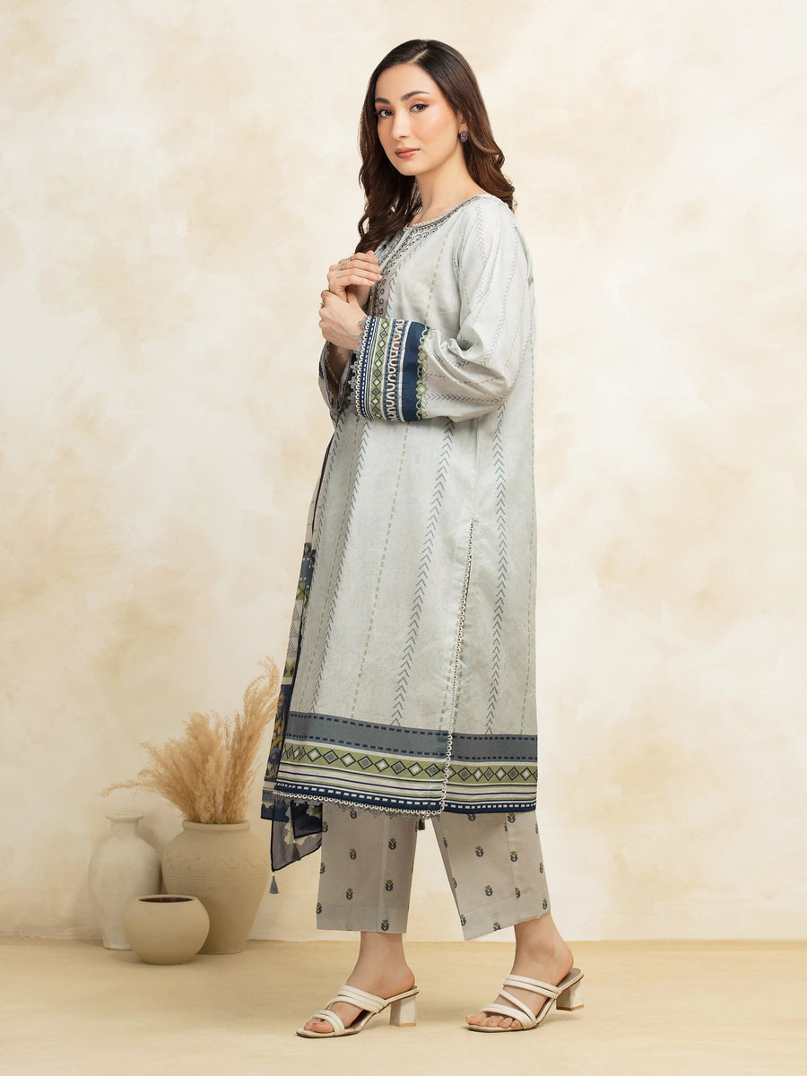 edenrobe Premium Embroidered Lawn Unstitched 3Pc Suit EWU5V1-31320