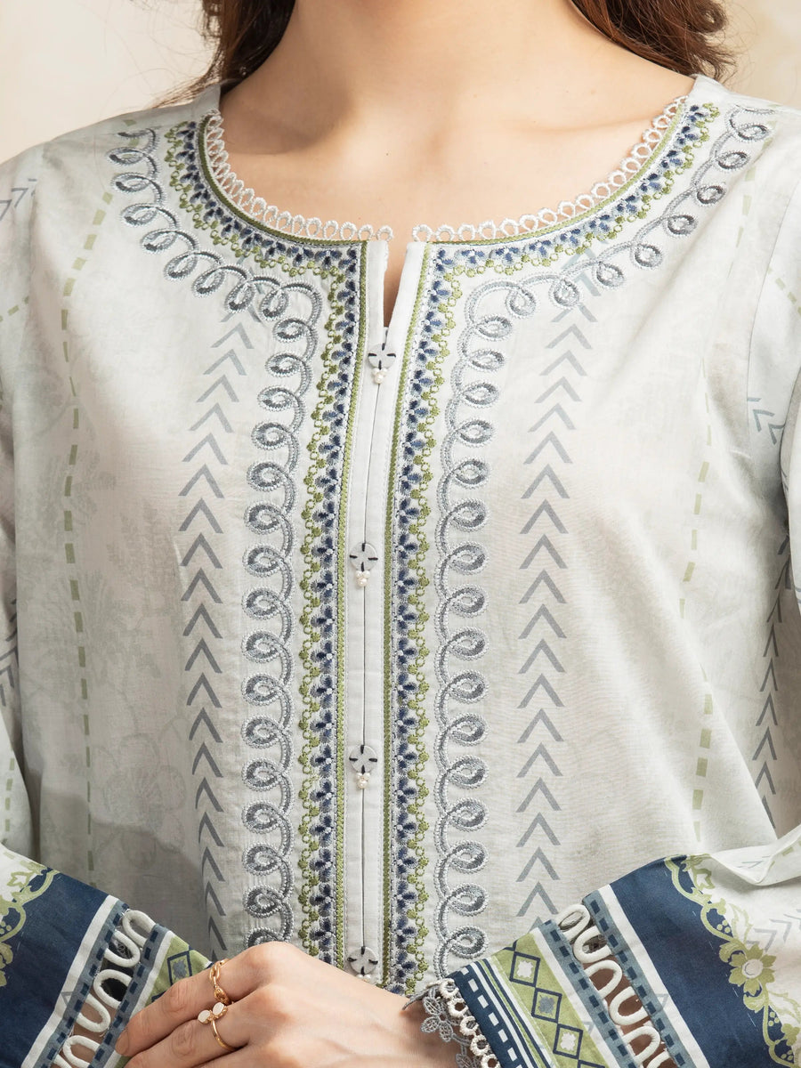 edenrobe Premium Embroidered Lawn Unstitched 3Pc Suit EWU5V1-31320