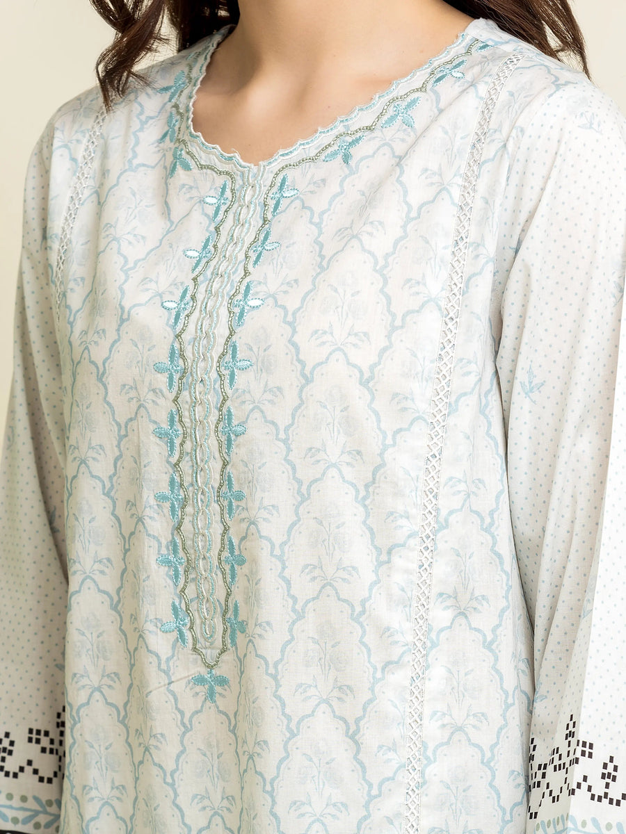 edenrobe Premium Embroidered Lawn Unstitched 3Pc Suit EWU5V1-31322