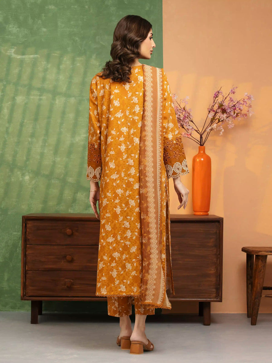 edenrobe Premium Embroidered Lawn Unstitched 3Pc Suit EWU5V1-31405