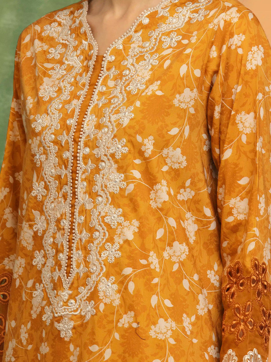 edenrobe Premium Embroidered Lawn Unstitched 3Pc Suit EWU5V1-31405