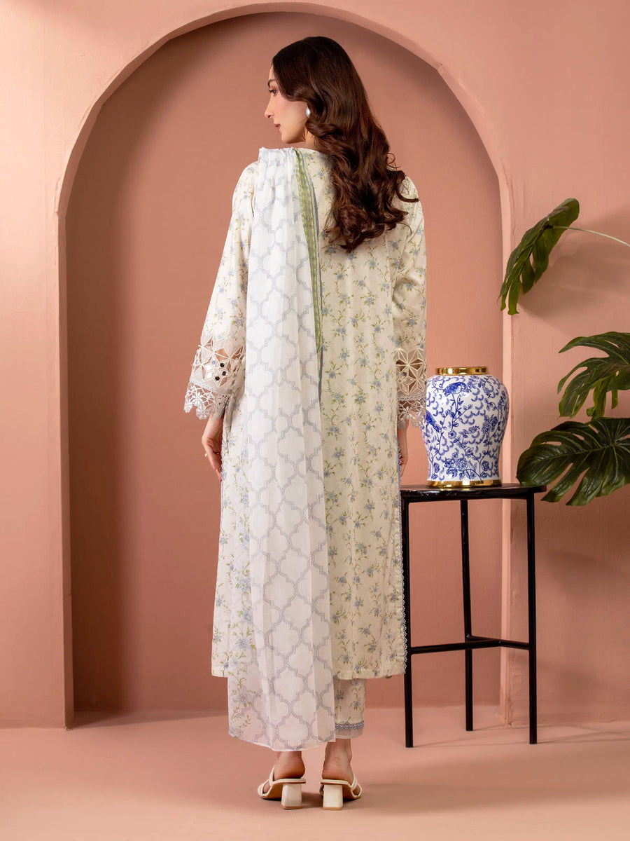edenrobe Premium Embroidered Lawn Unstitched 3Pc Suit EWU5V1-31408