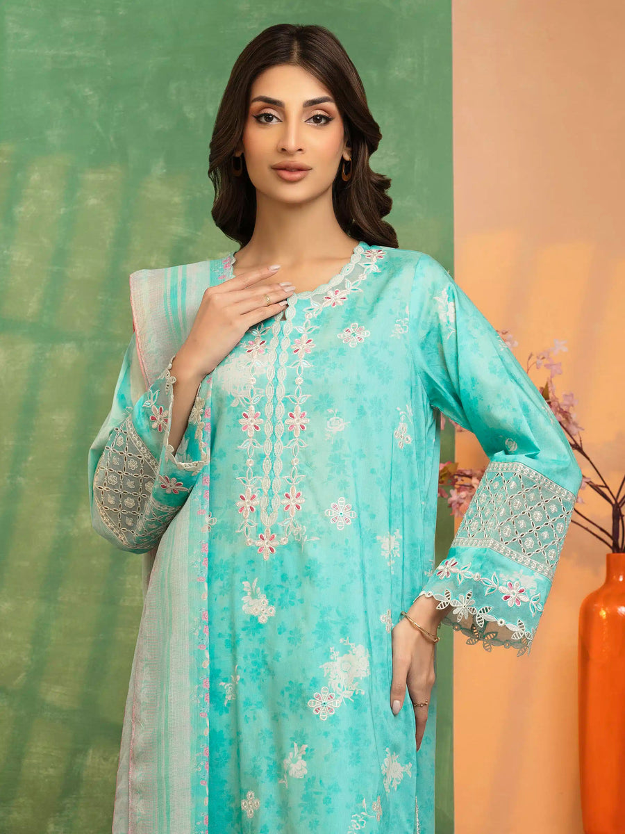 edenrobe Premium Embroidered Lawn Unstitched 3Pc Suit EWU5V1-31410
