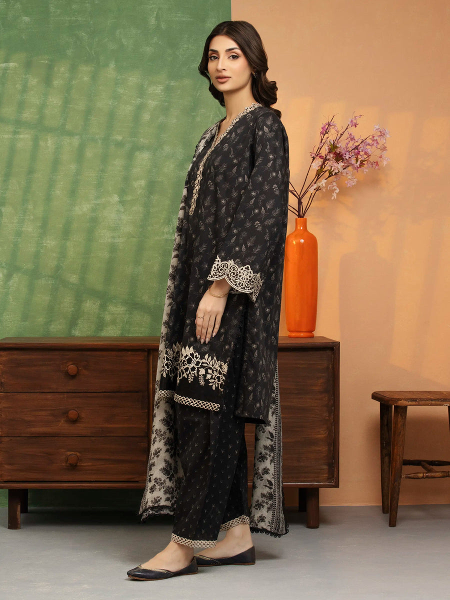 edenrobe Premium Embroidered Lawn Unstitched 3Pc Suit EWU5V1-31412