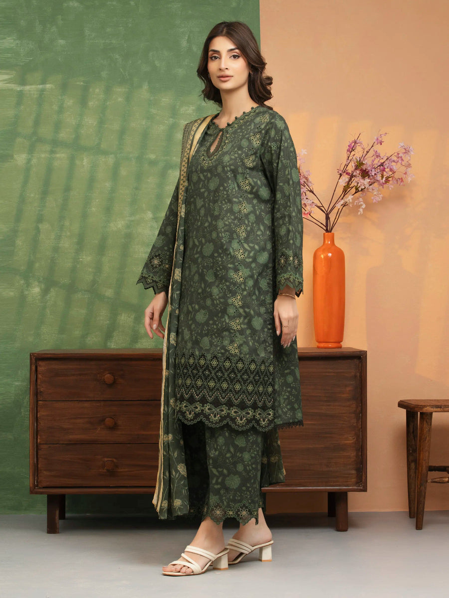 edenrobe Premium Embroidered Lawn Unstitched 3Pc Suit EWU5V1-31414