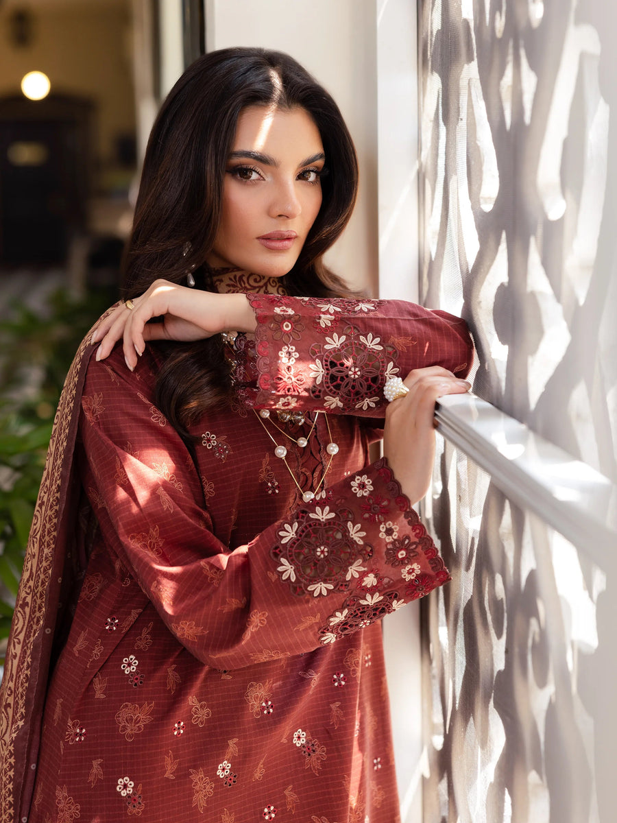 edenrobe Premium Lawn Unstitched Embroidered 3Pc Suit EWU5V1-31415