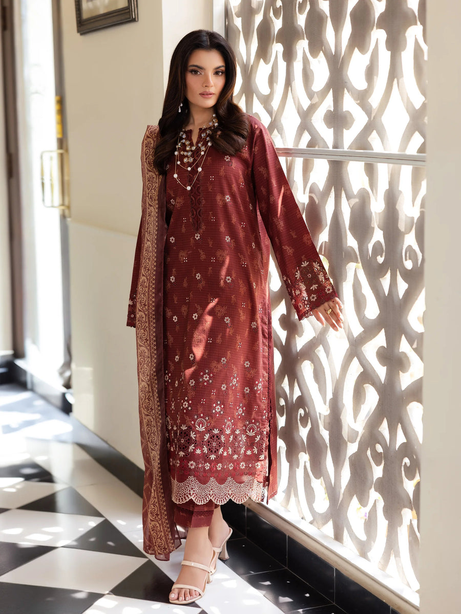 edenrobe Premium Lawn Unstitched Embroidered 3Pc Suit EWU5V1-31415