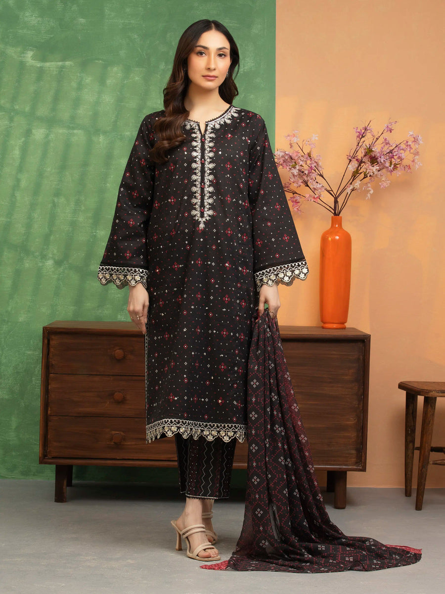 edenrobe Premium Embroidered Lawn Unstitched 3Pc Suit EWU5V1-31416