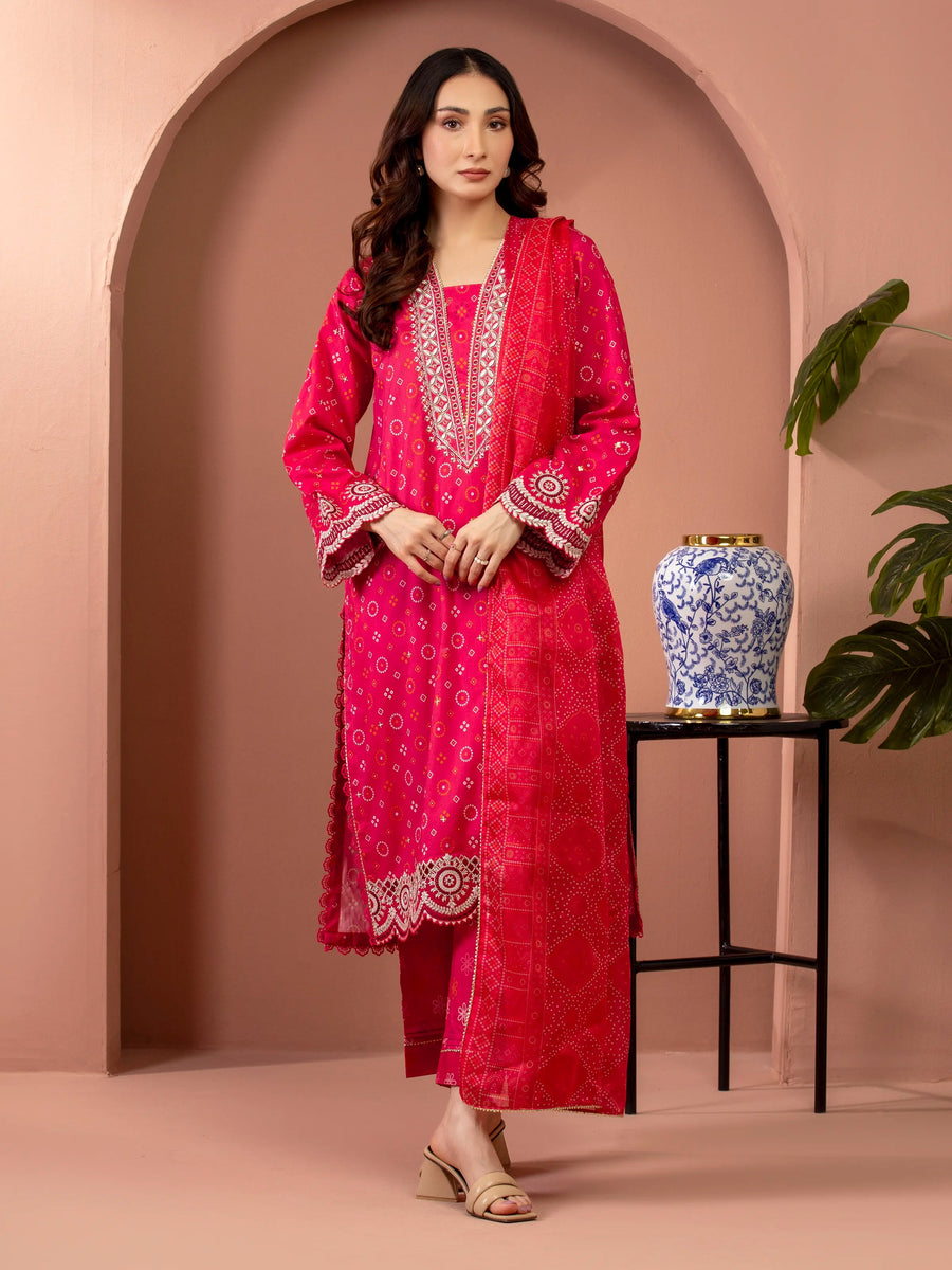 edenrobe Premium Embroidered Lawn Unstitched 3Pc Suit EWU5V1-31418