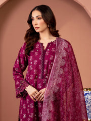 edenrobe Premium Embroidered Lawn Unstitched 3Pc Suit EWU5V1-31427