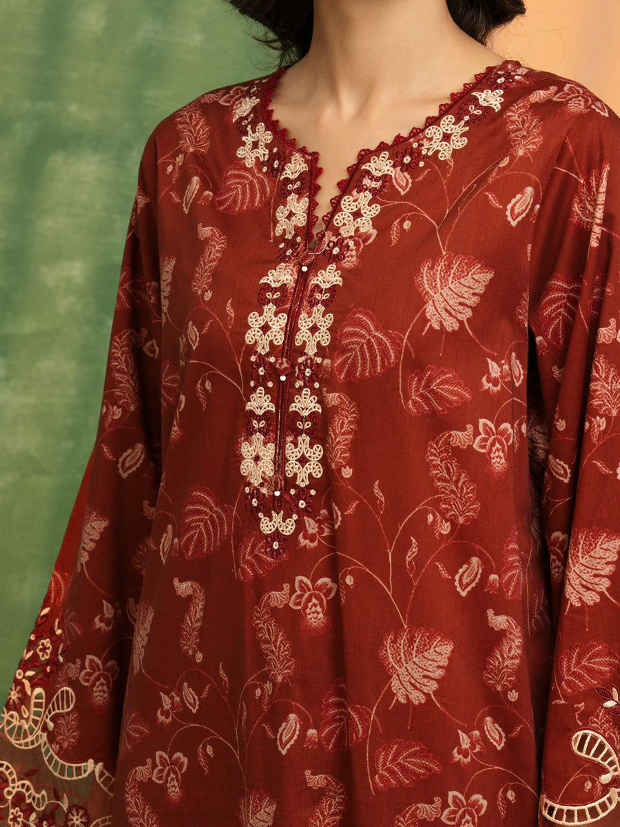 edenrobe Premium Embroidered Lawn Unstitched 3Pc Suit EWU5V1-31433