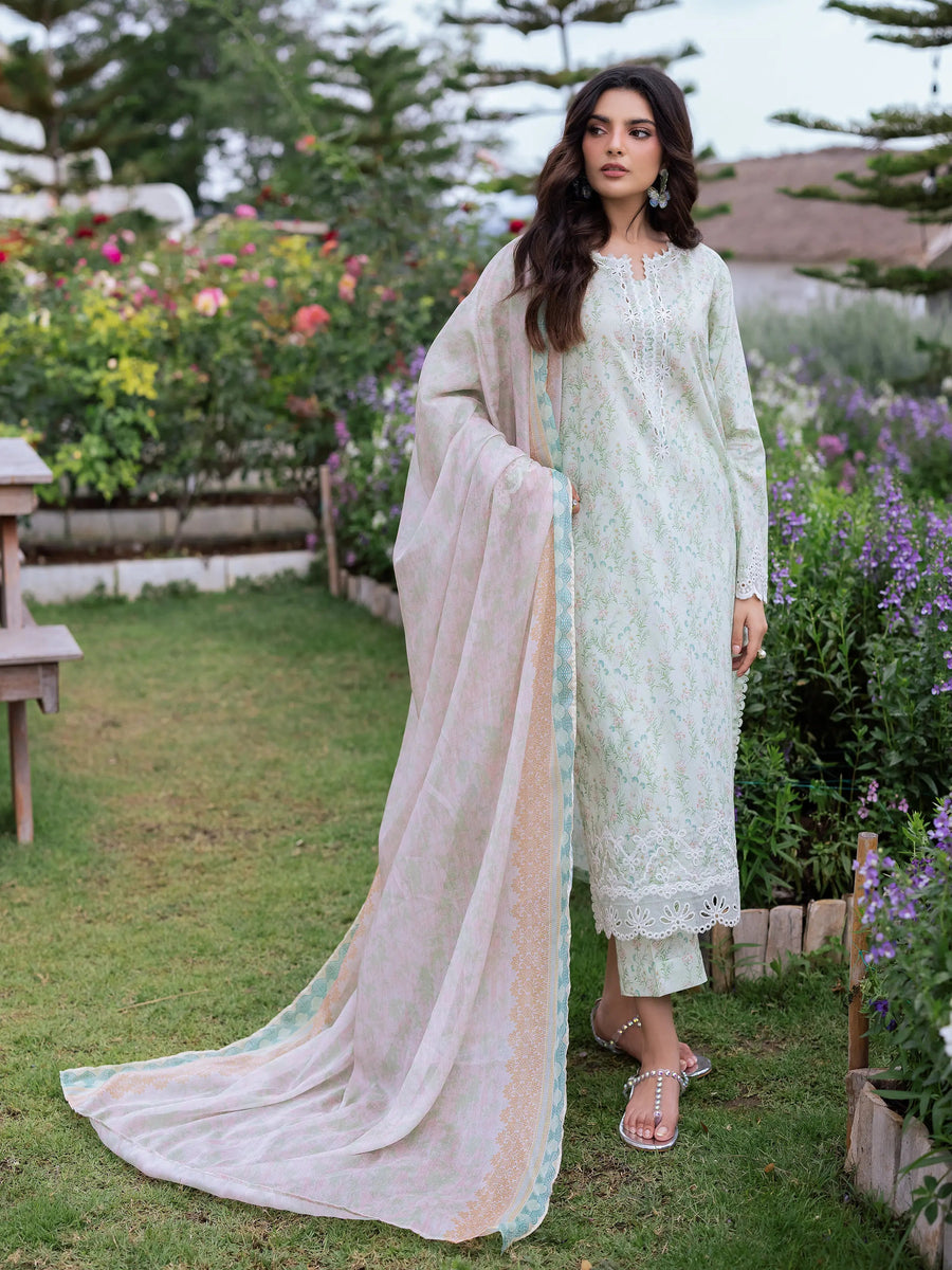 edenrobe Premium Embroidered Lawn Unstitched 3Pc Suit EWU5V1-31434