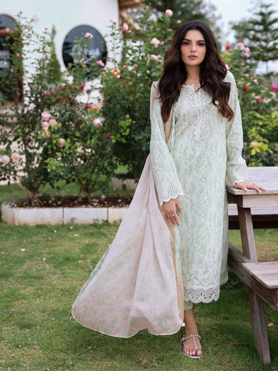 edenrobe Premium Embroidered Lawn Unstitched 3Pc Suit EWU5V1-31434