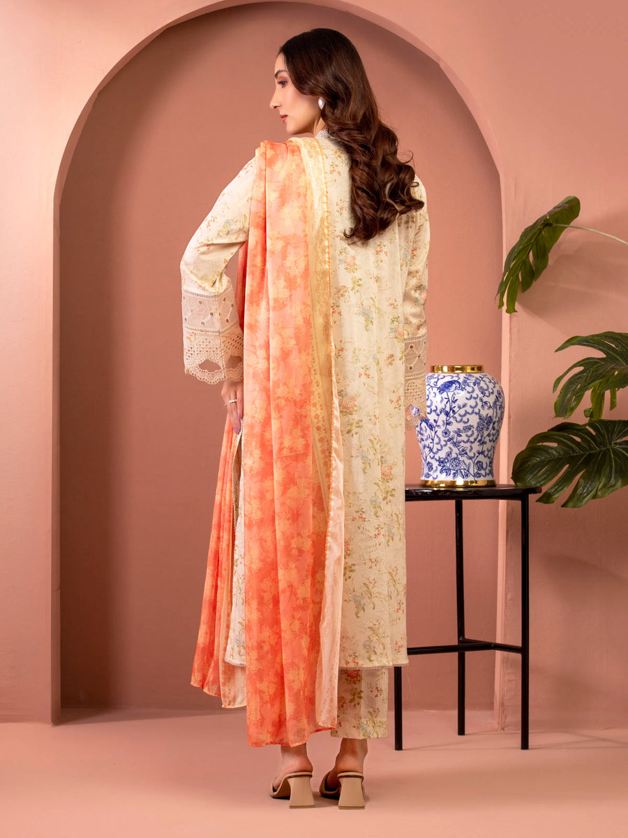 edenrobe Premium Lawn Unstitched Embroidered 3Pc Suit EWU5V1-31437