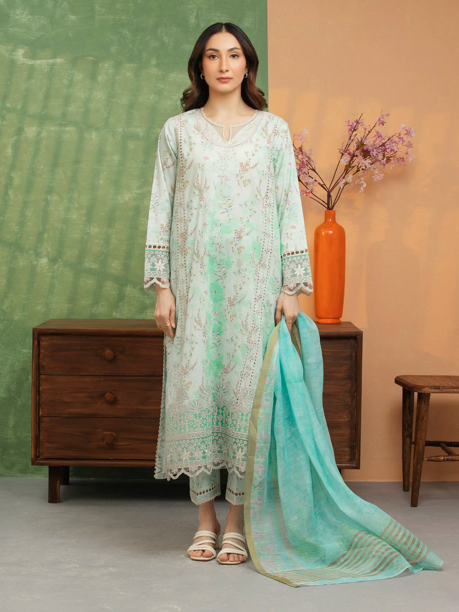 edenrobe Premium Embroidered Lawn Unstitched 3Pc Suit EWU5V1-31438